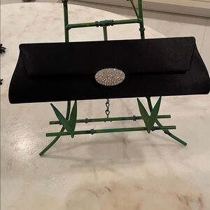 Elegant Black Clutch with Silver Accent